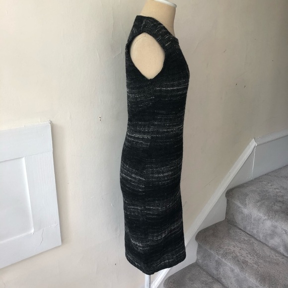 D. Exterior Sleeveless Wool Mohair Black Gray Tweed Shift Dress EUC Size Small - Picture 2 of 7